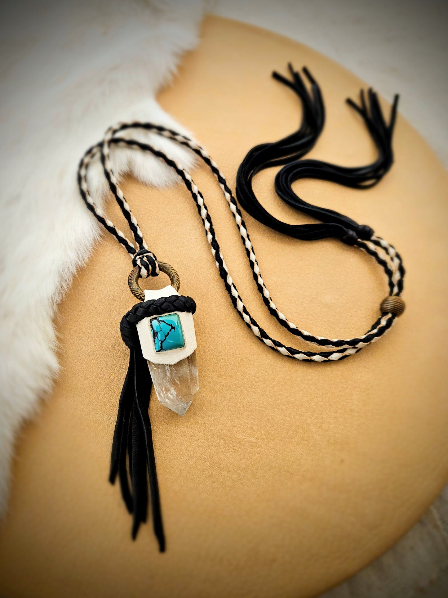 Turquoise & Quartz Tassel Pendant