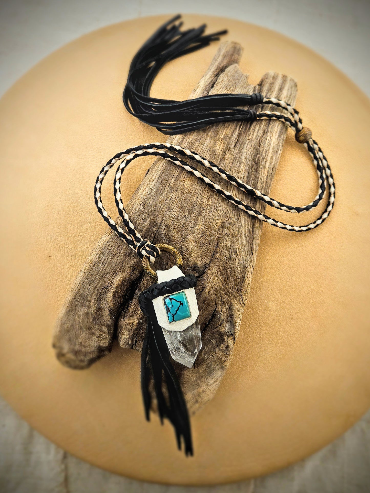 Turquoise & Quartz Tassel Pendant
