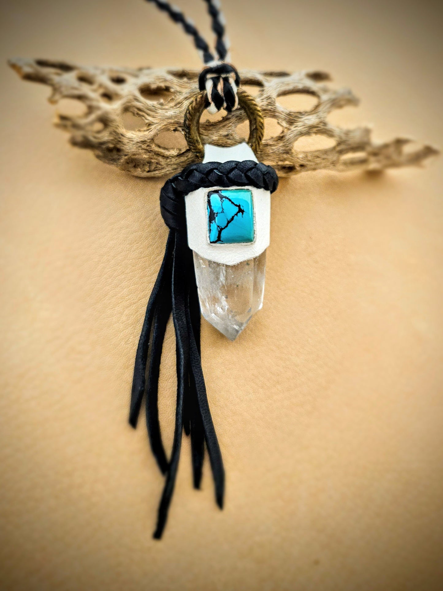 Turquoise & Quartz Tassel Pendant