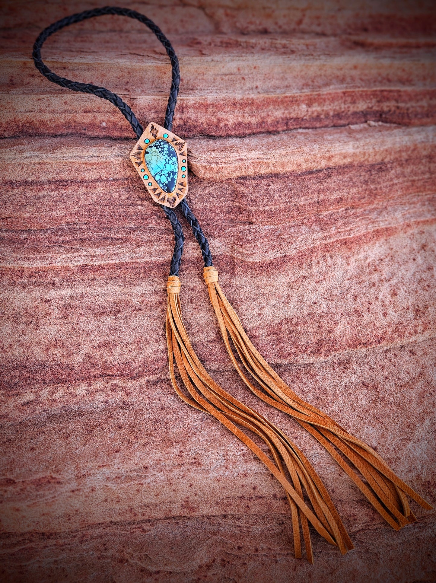 Hubei Pentagonal Turquoise Bolo Tie