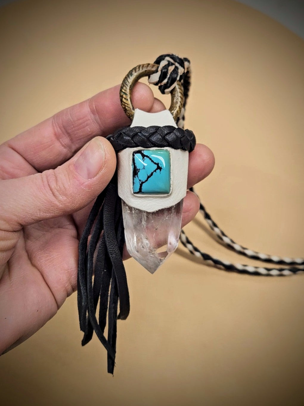 Turquoise & Quartz Tassel Pendant