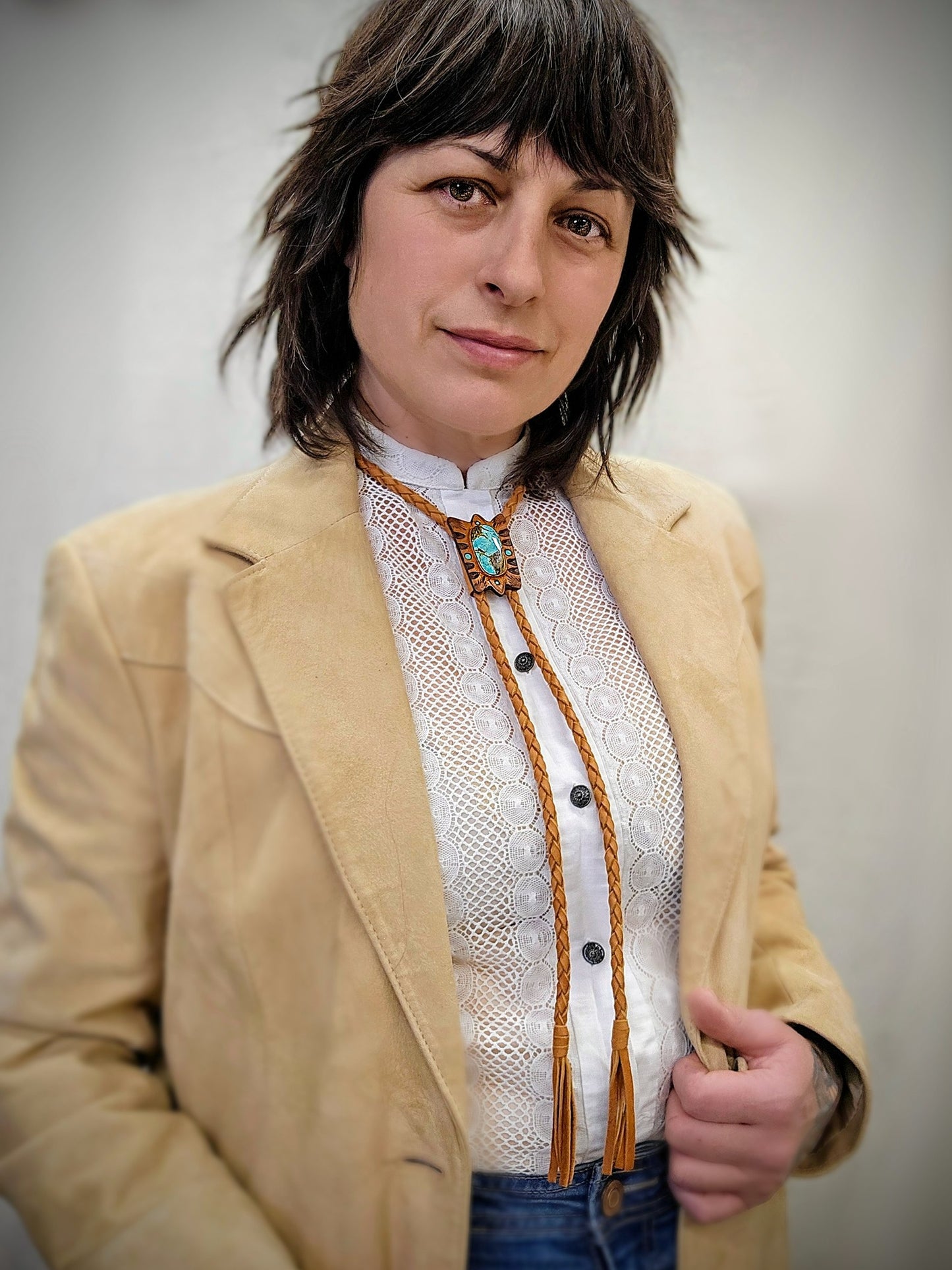 Kingman Turquoise Hawk Bolo Tie