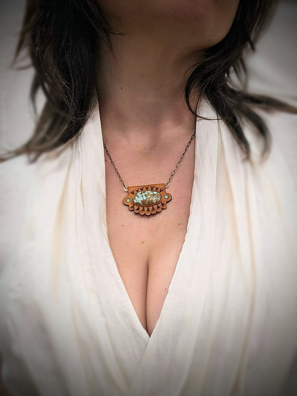 Scalloped Leather Pendants