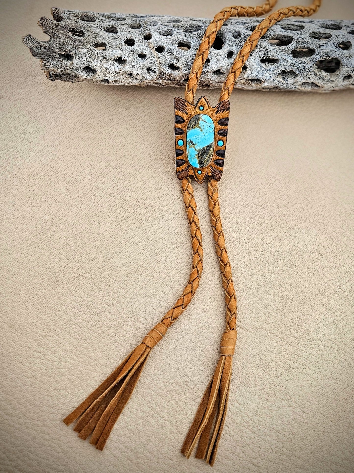 Kingman Turquoise Hawk Bolo Tie