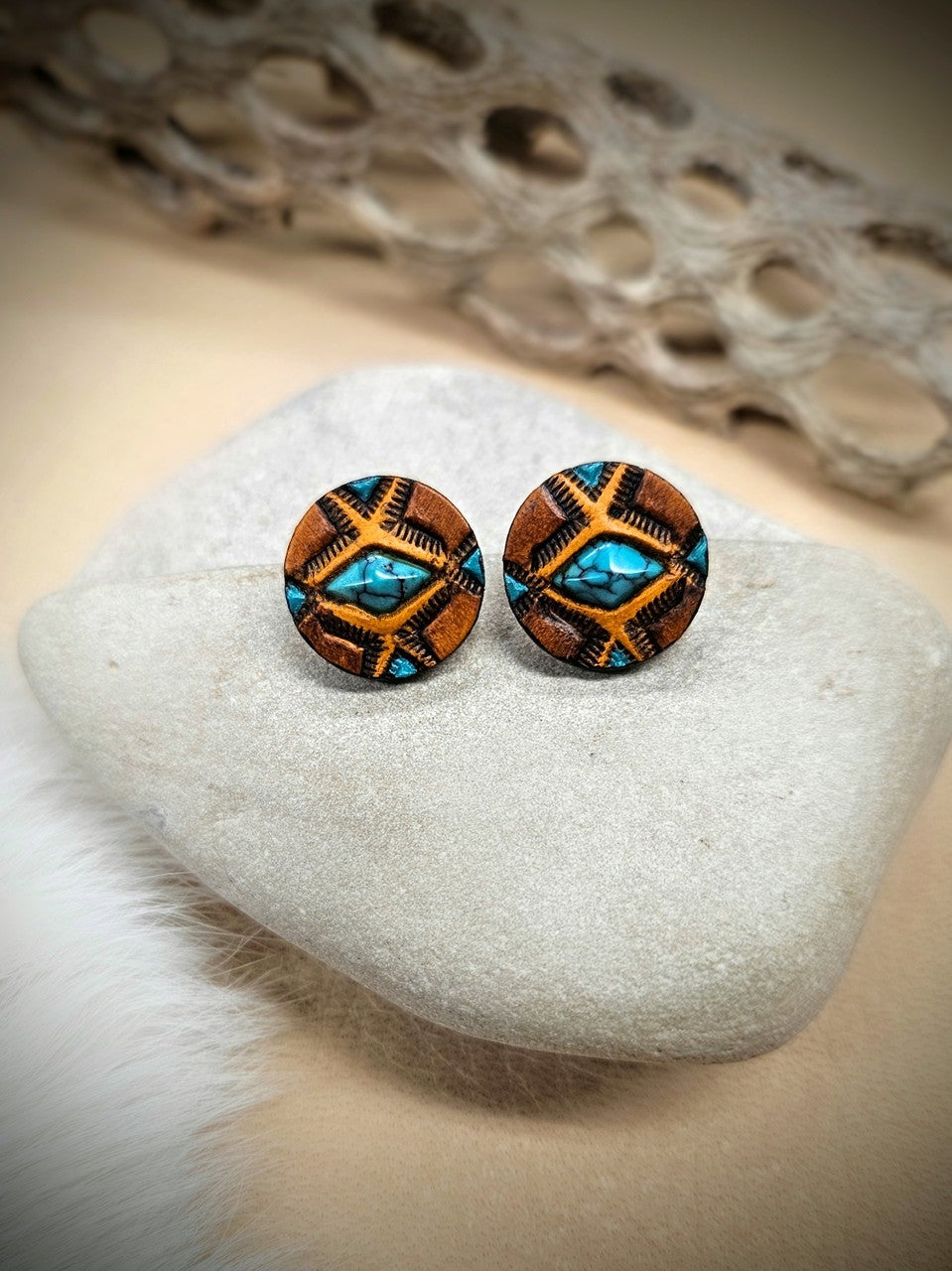 Diamond Turquoise Studs