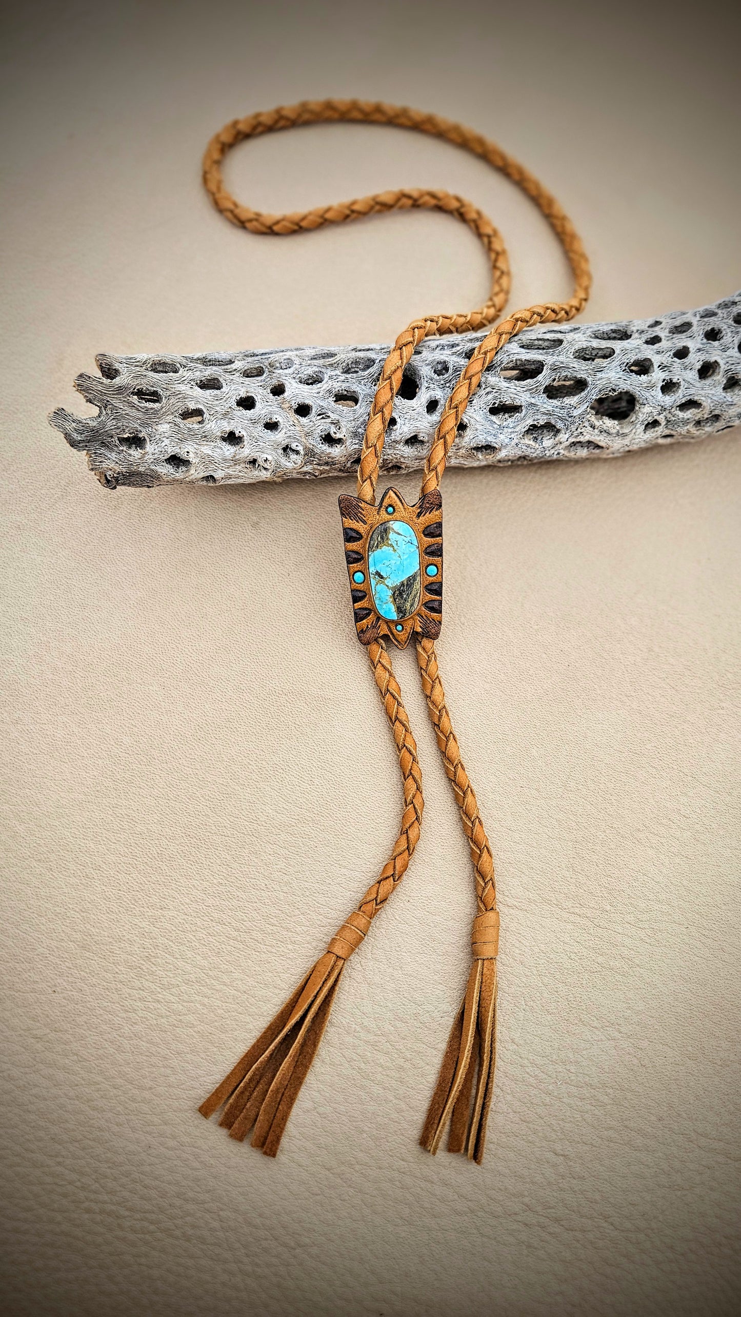 Kingman Turquoise Hawk Bolo Tie