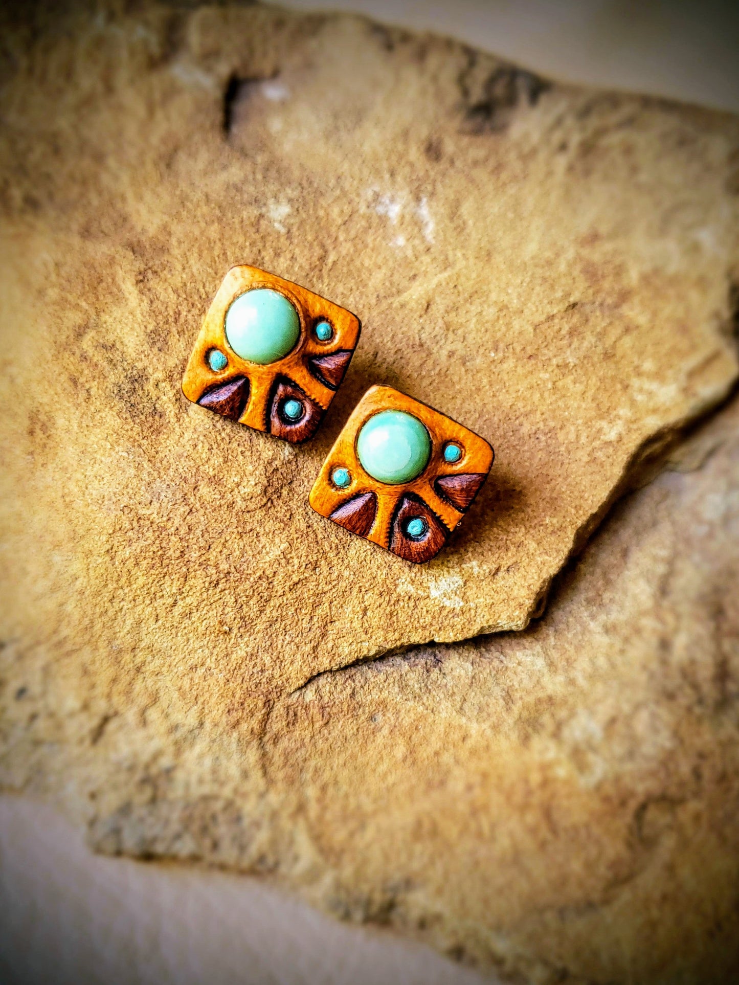 Variscite Tooled Studs