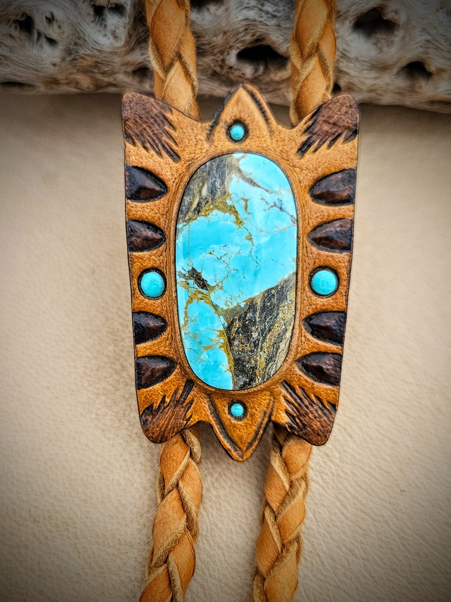 Kingman Turquoise Hawk Bolo Tie