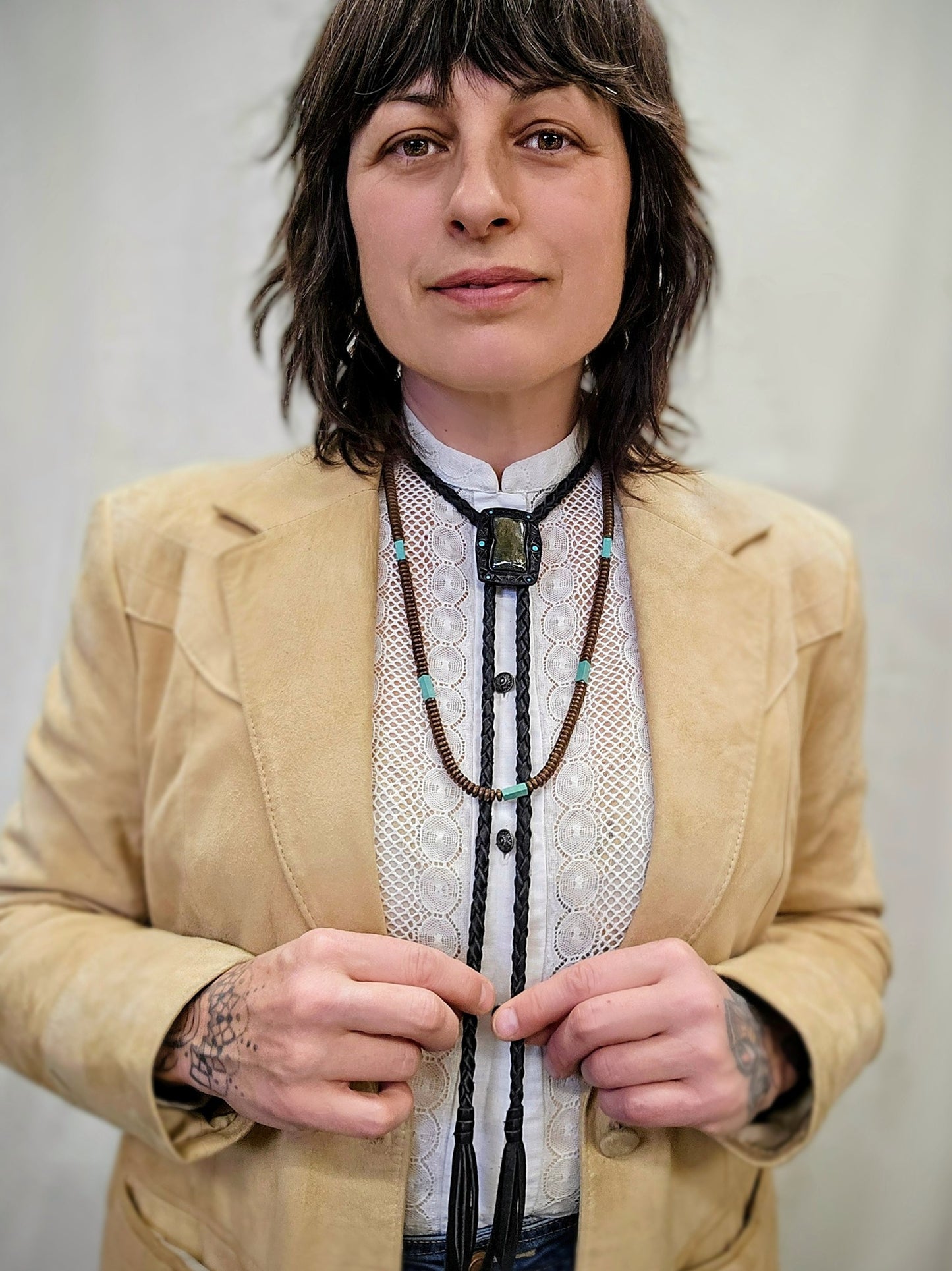 Rectangle Labradorite Bolo Tie
