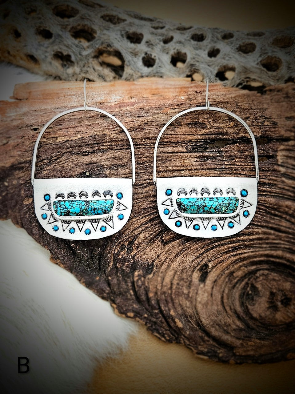 Oblong Turquoise Hoop Earrings