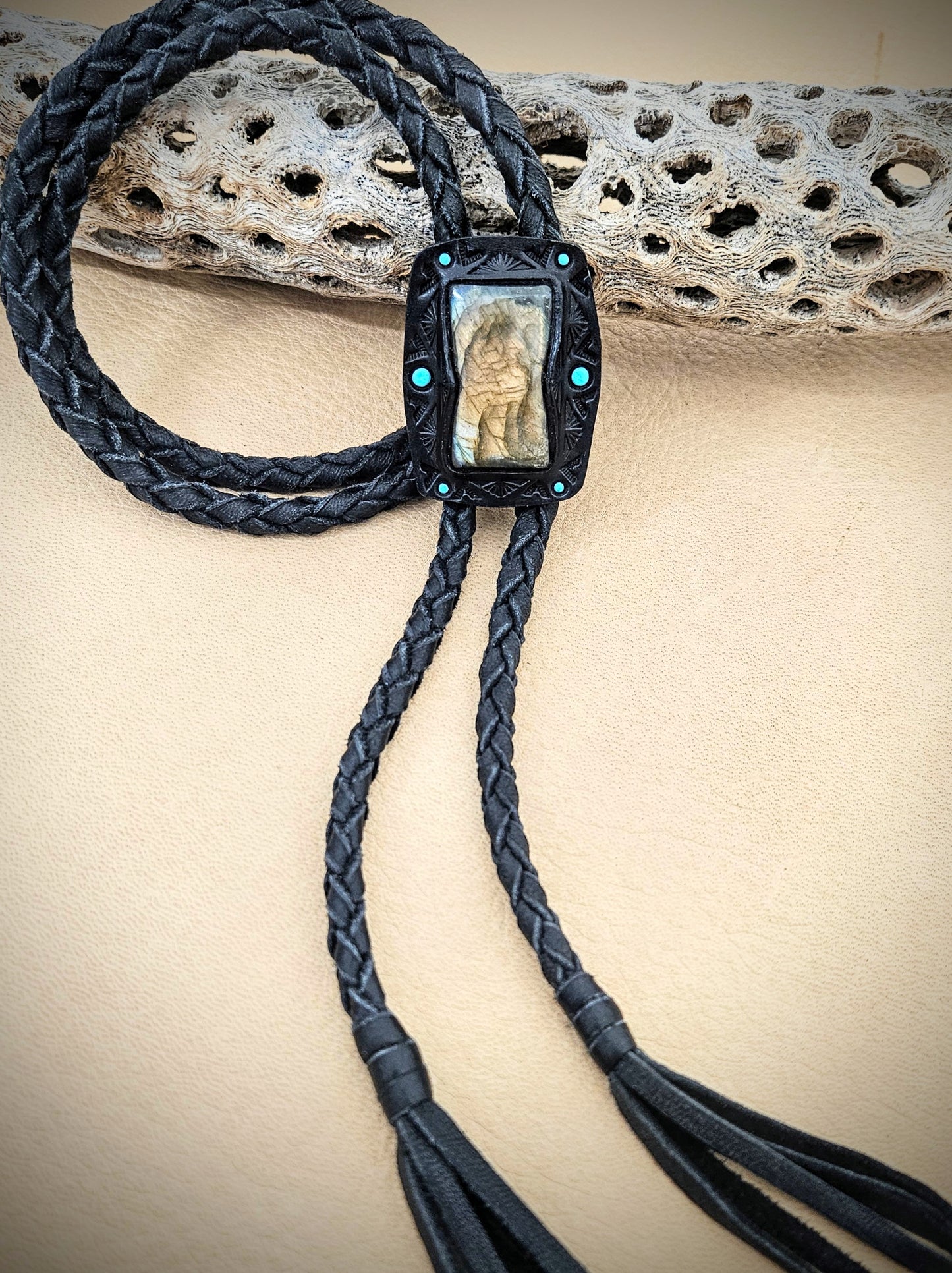 Rectangle Labradorite Bolo Tie
