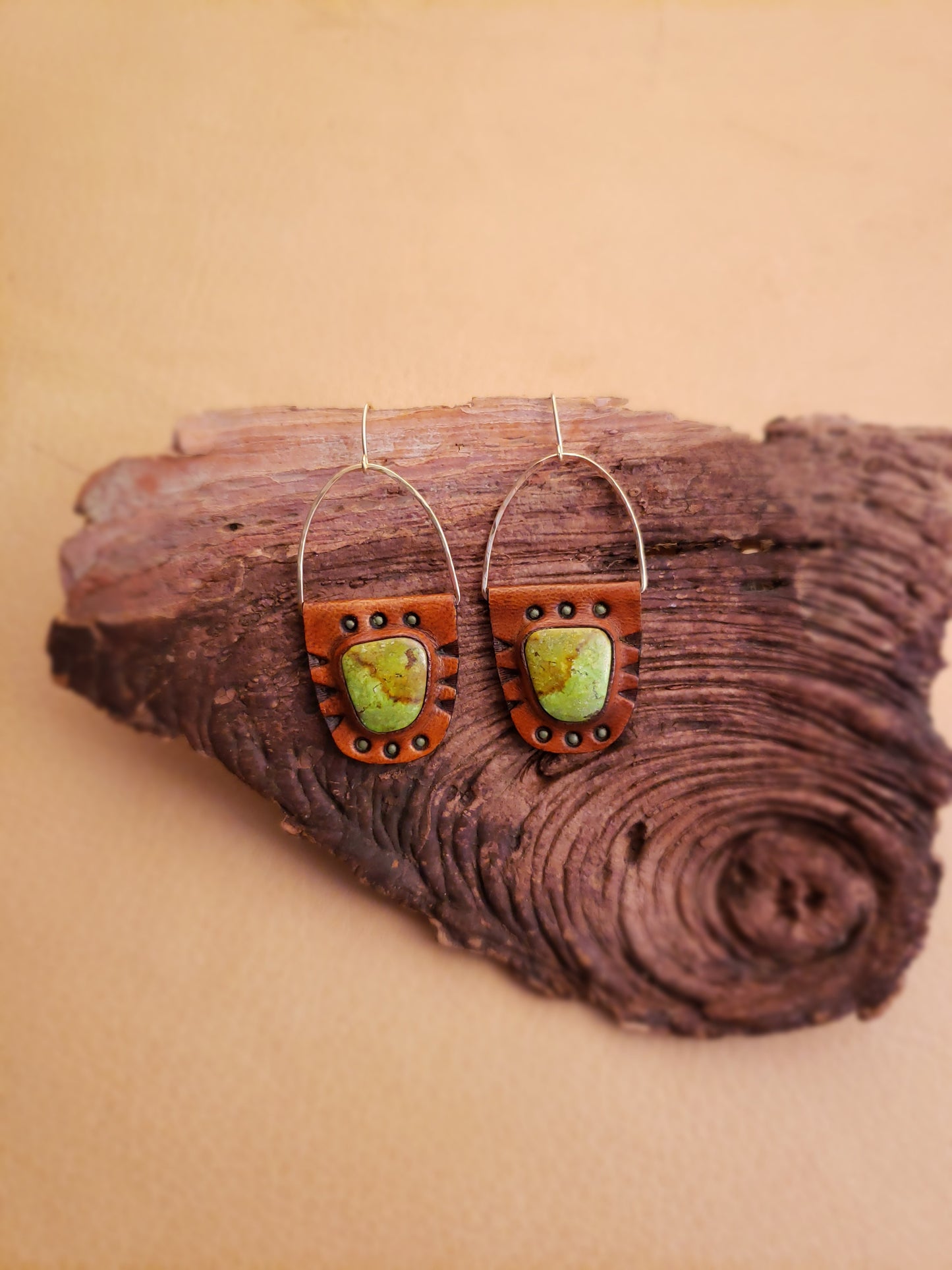 Gaspeite Shield Earrings