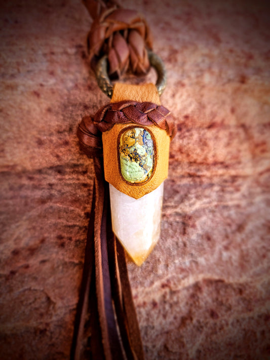 Citrine & Gaspeite Crystal Pendant