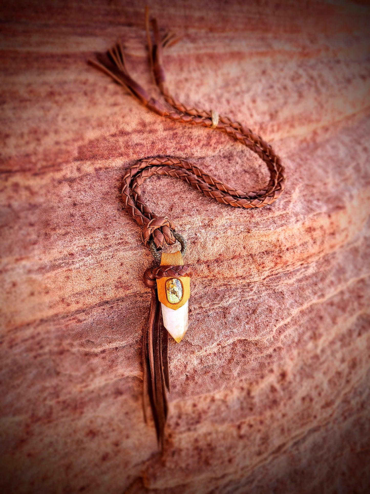 Citrine & Gaspeite Crystal Pendant