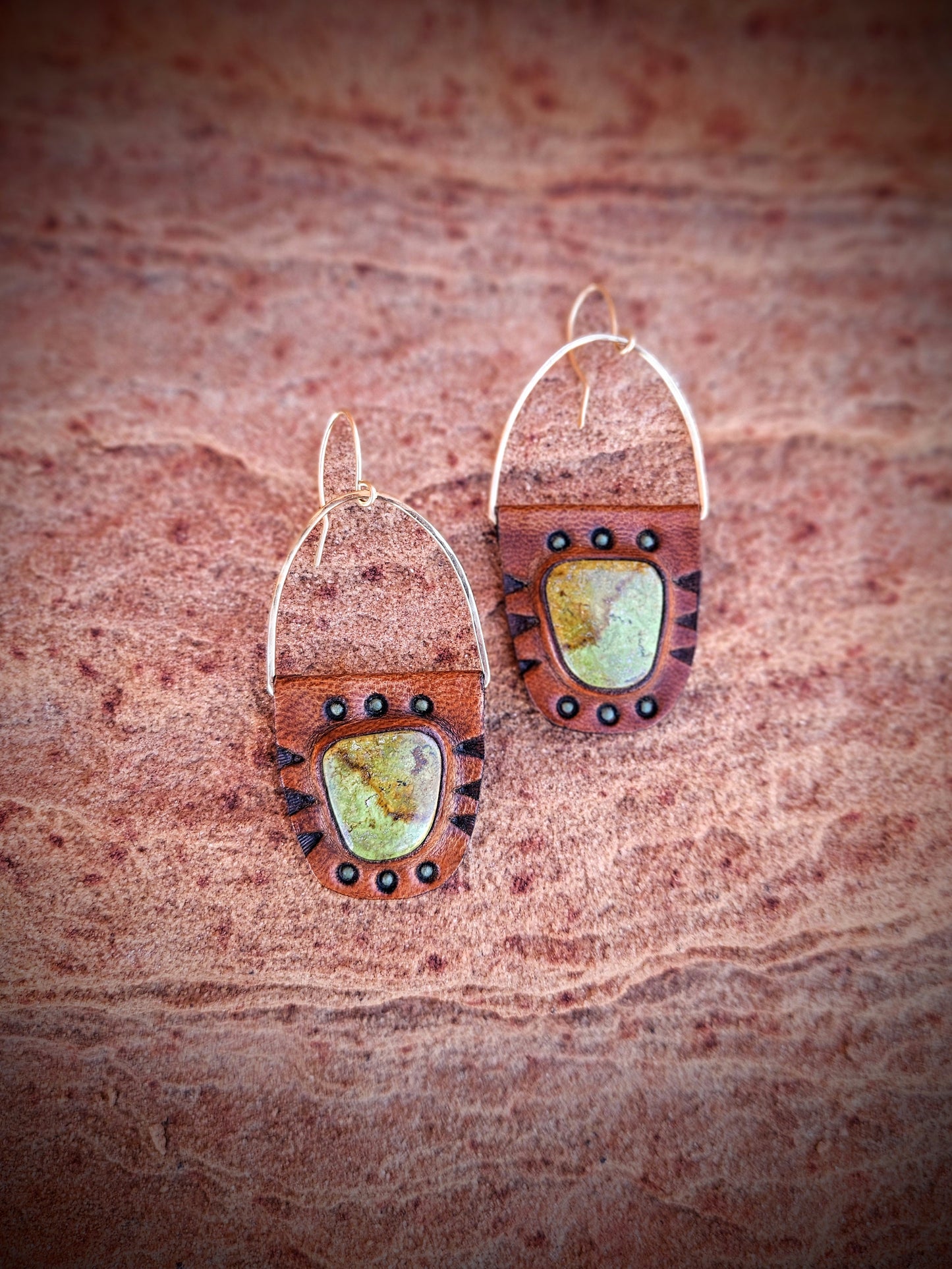 Gaspeite Shield Earrings