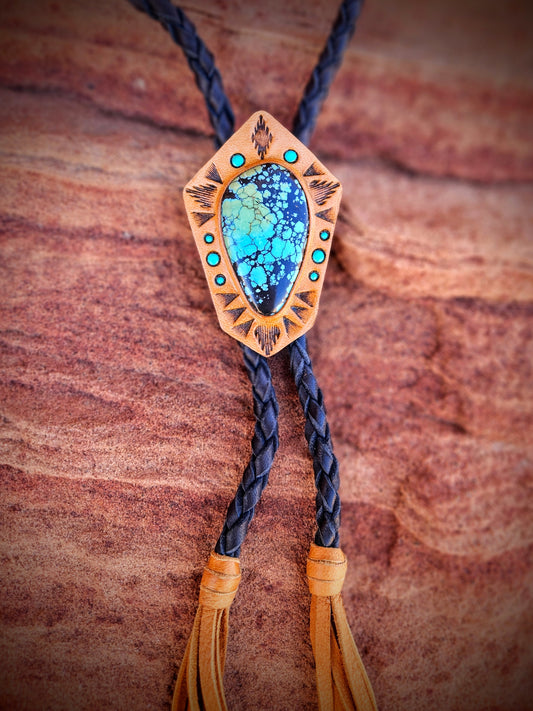 Hubei Pentagonal Turquoise Bolo Tie