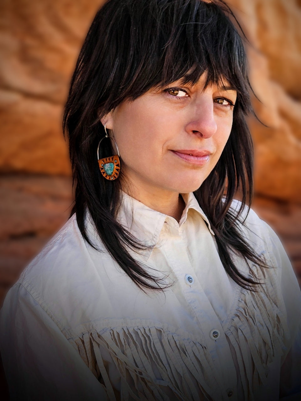 Gaspeite Shield Earrings