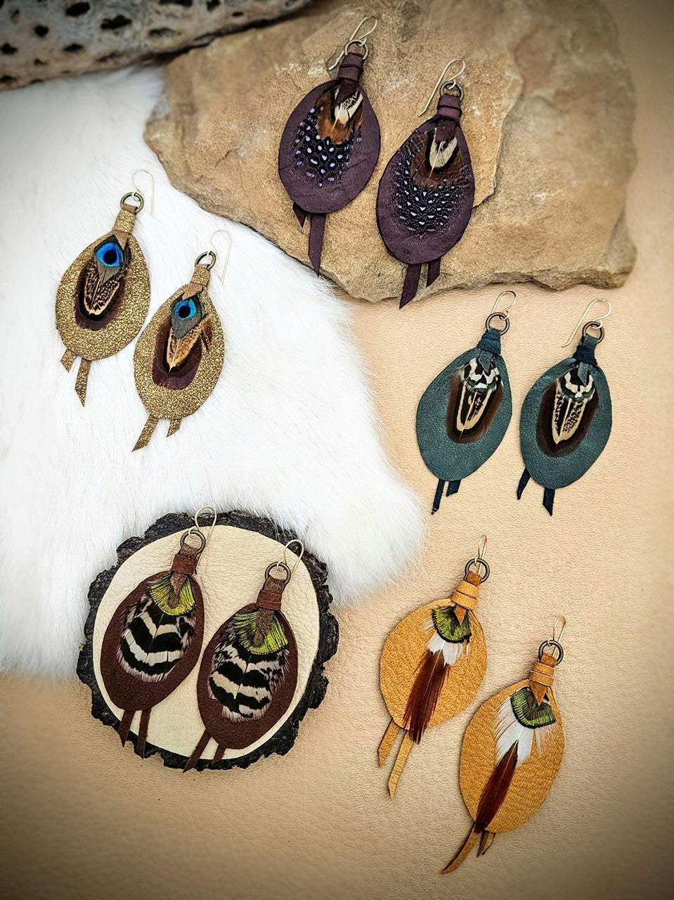 Small Feather Drop Earrings