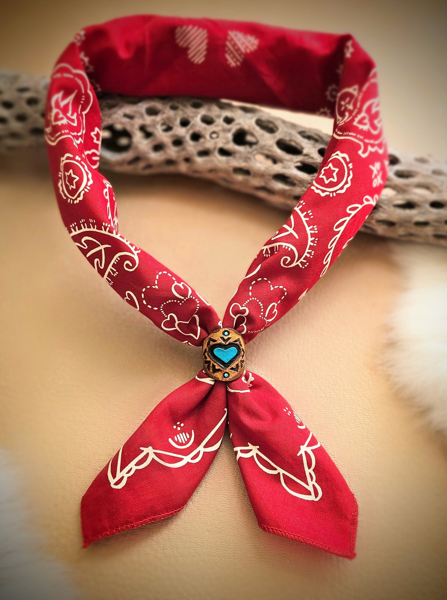Leather Heart Scarf Slides