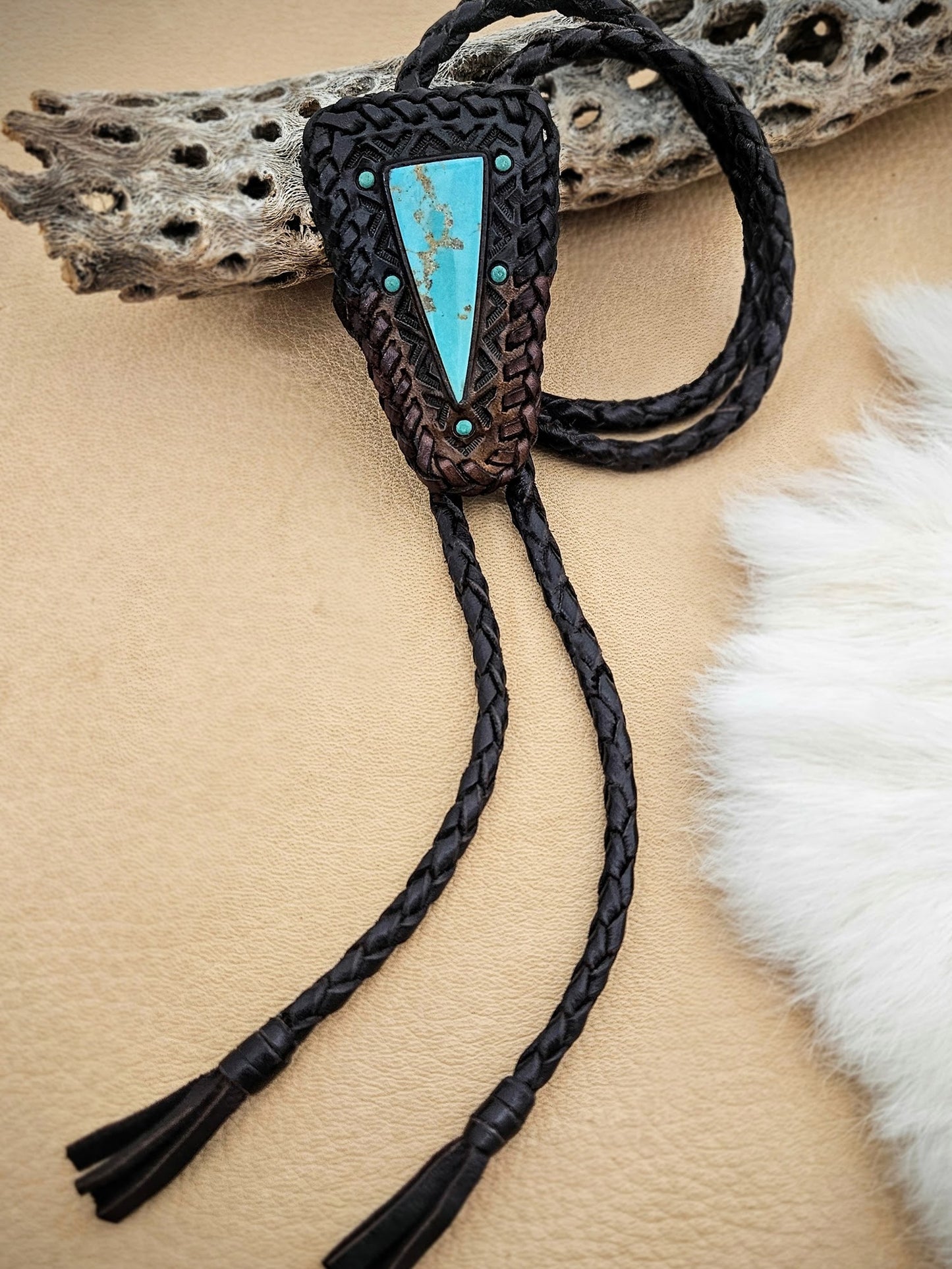 Tyrone Turquoise Two-Tone Bolo Tie