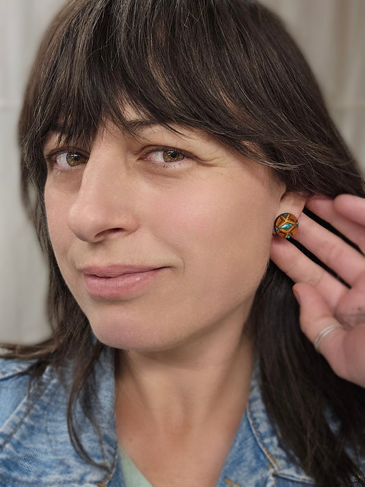 Diamond Turquoise Studs