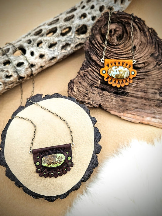 Scalloped Leather Pendants