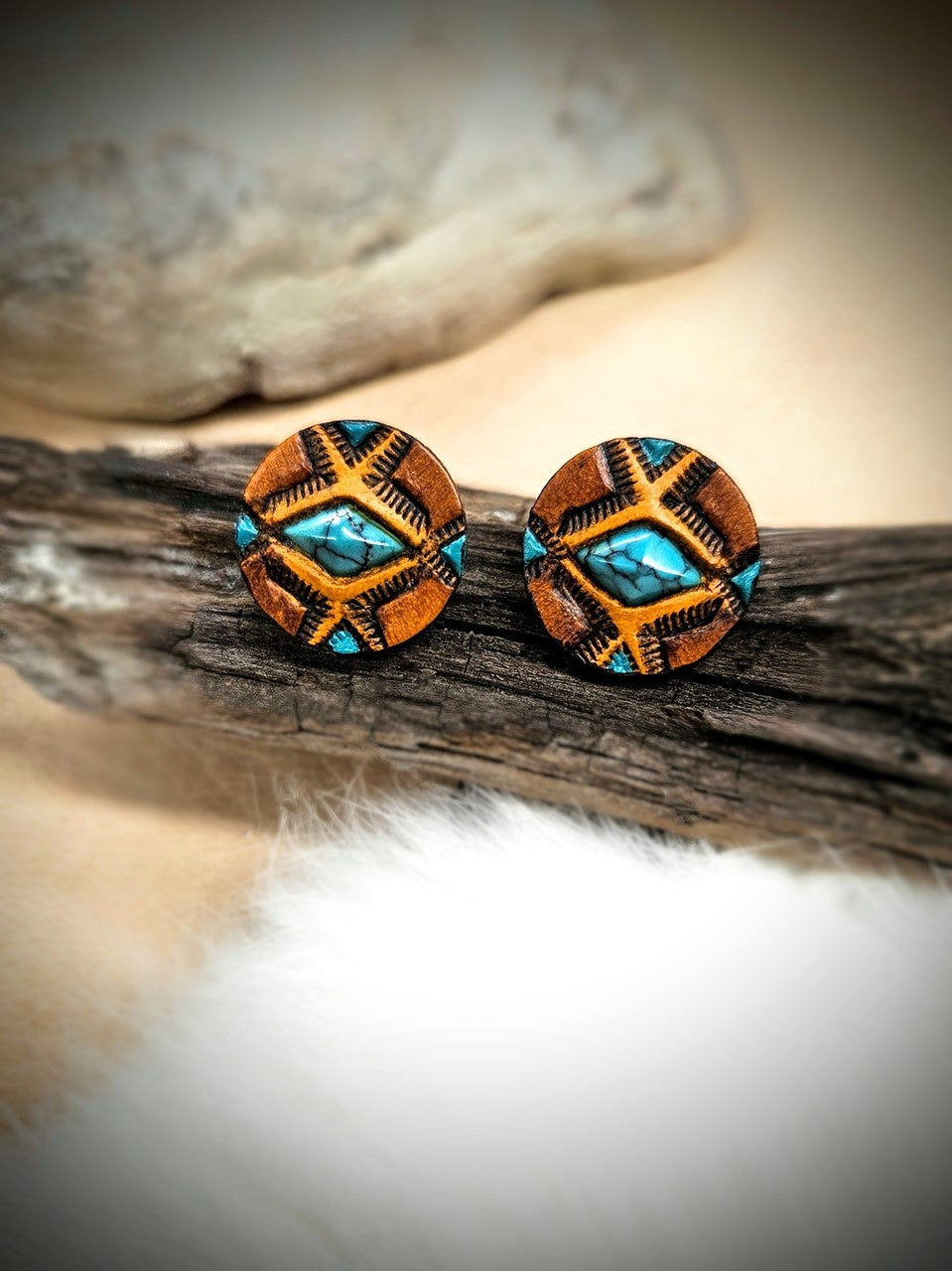Diamond Turquoise Studs
