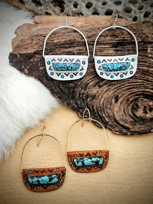 Oblong Turquoise Hoop Earrings