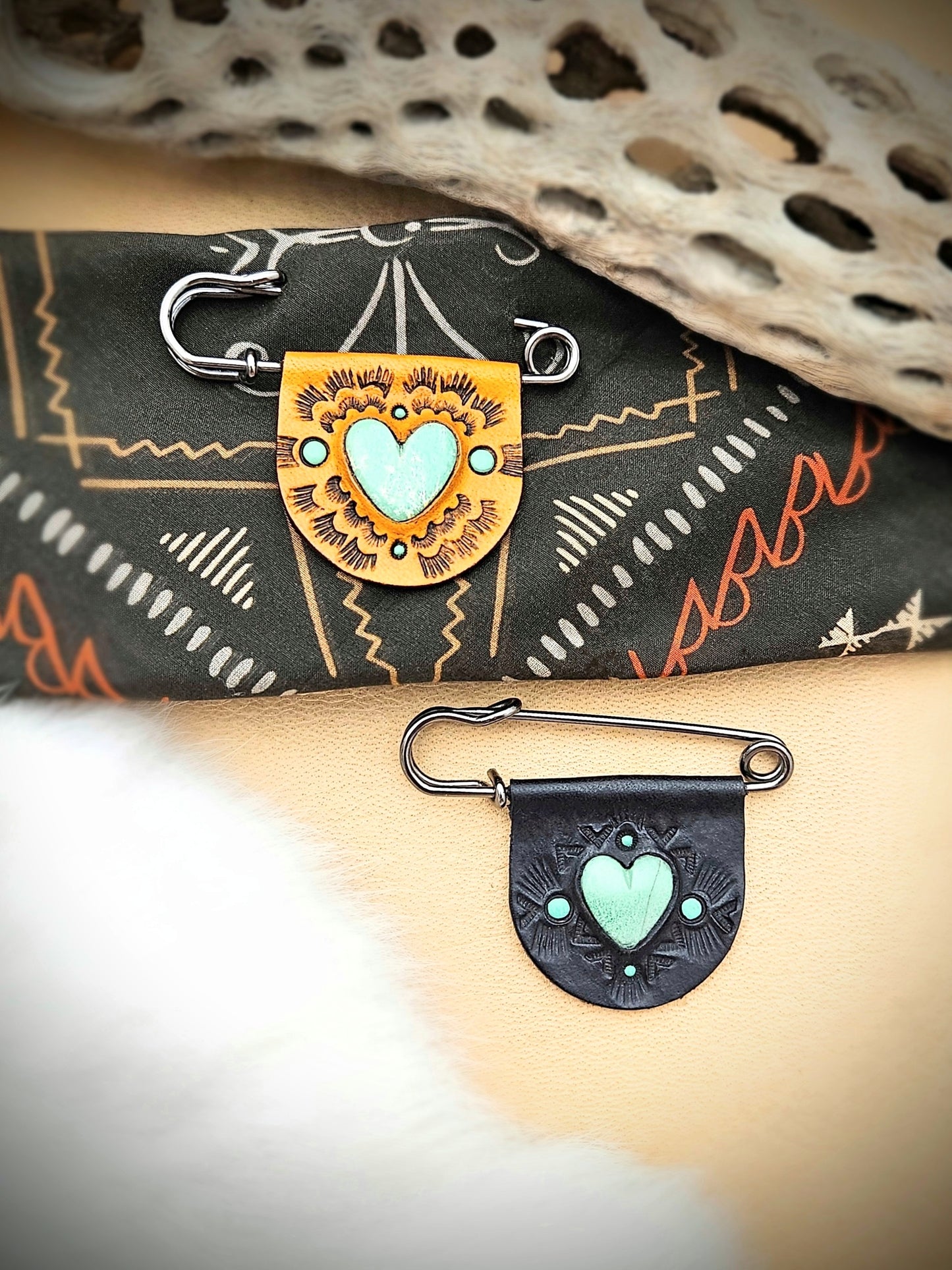 Variscite Heart Kilt Pins