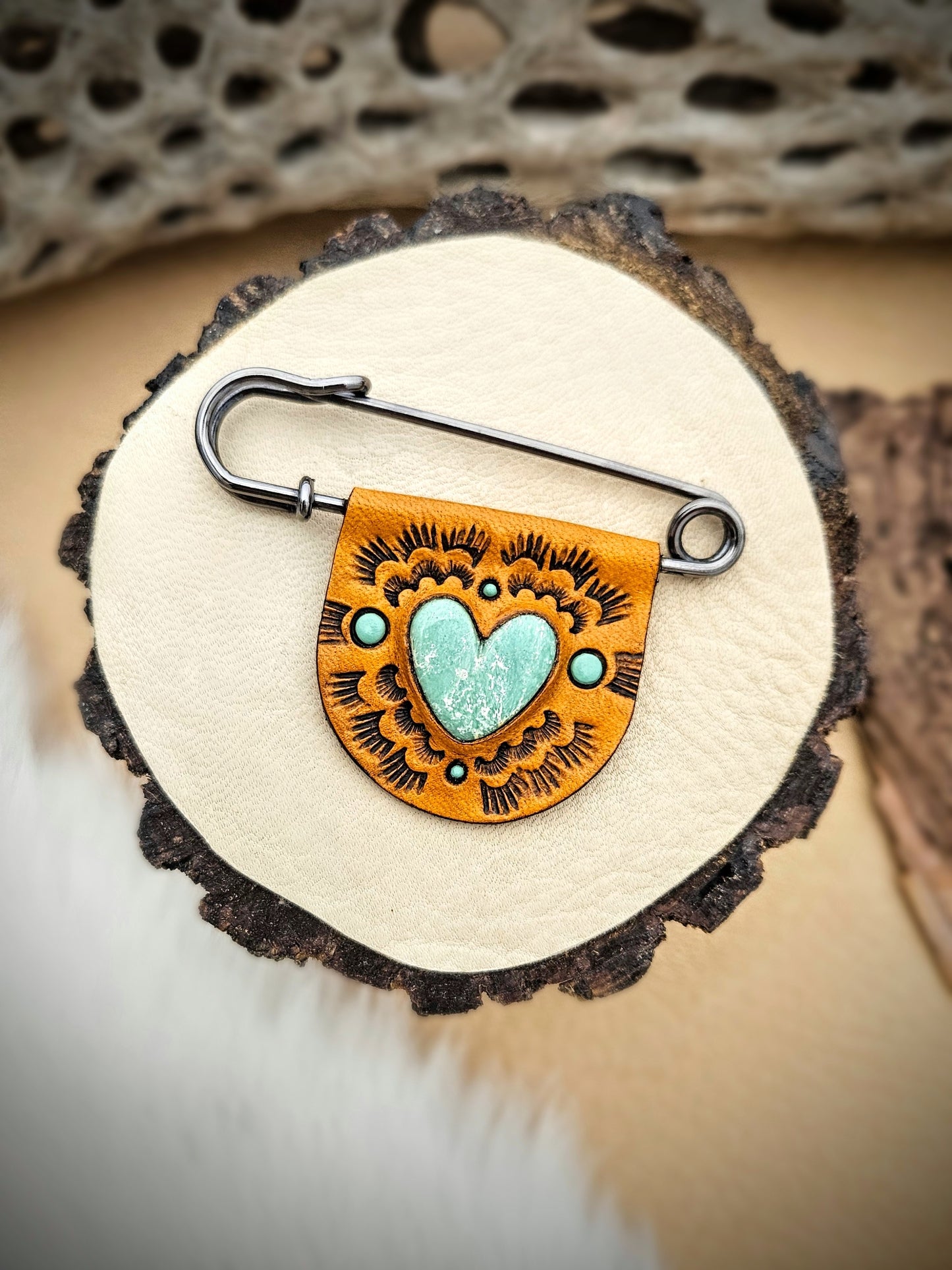 Variscite Heart Kilt Pins