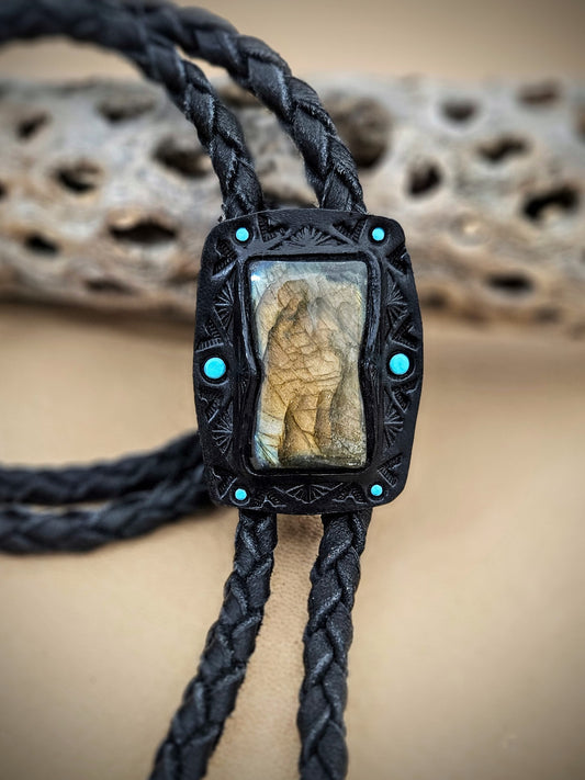 Rectangle Labradorite Bolo Tie