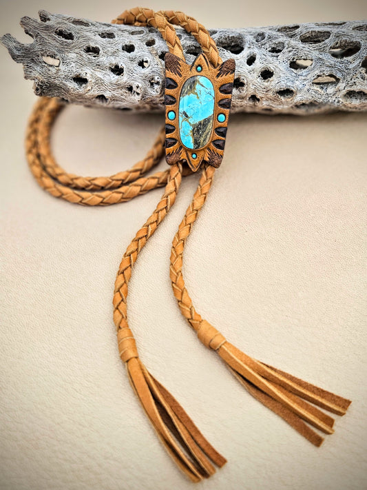 Kingman Turquoise Hawk Bolo Tie
