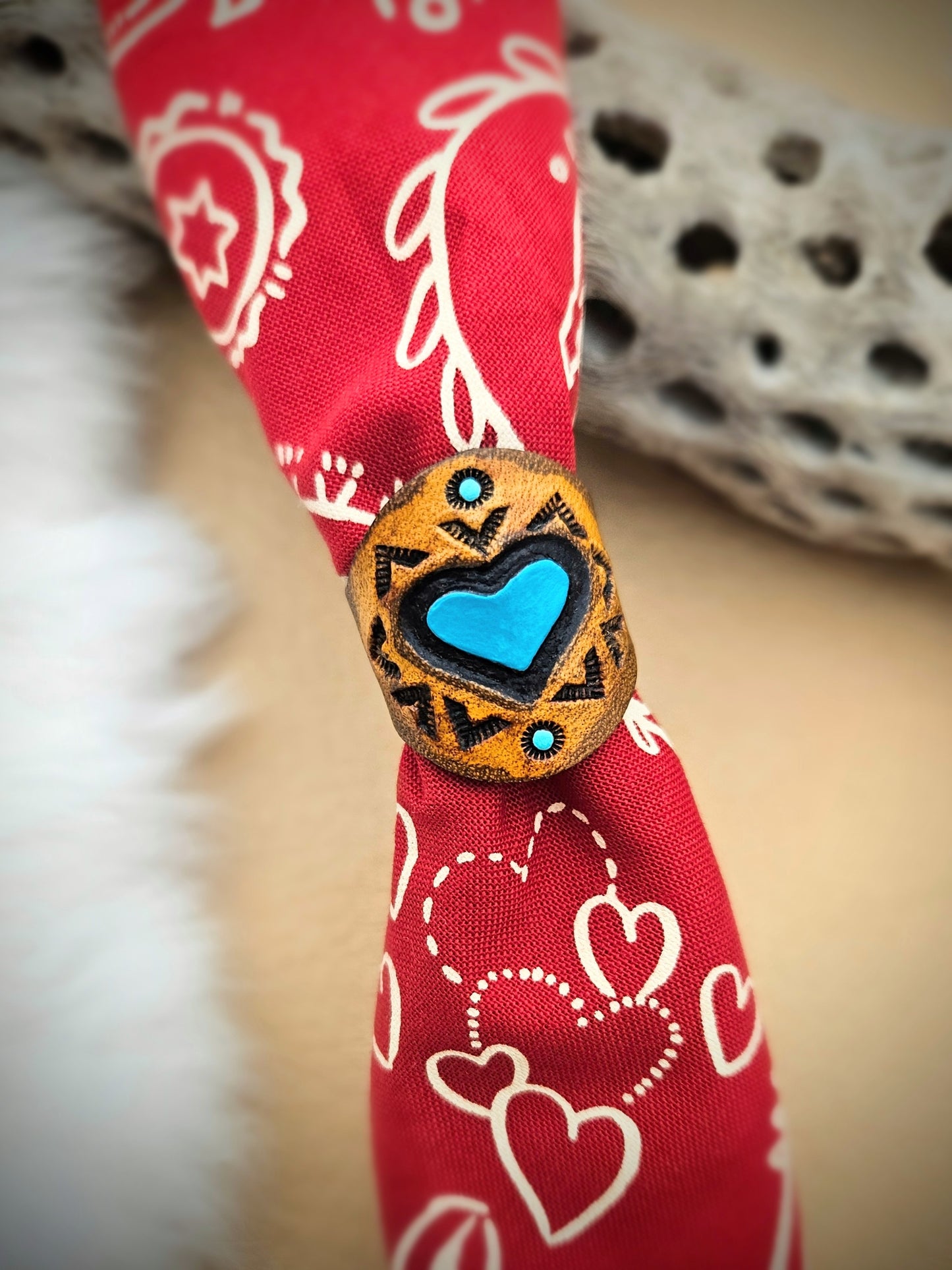 Leather Heart Scarf Slides