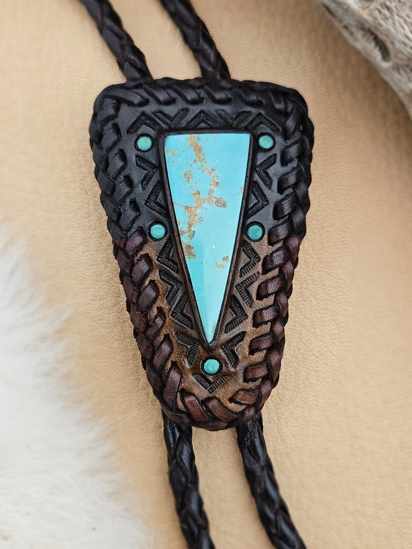 Tyrone Turquoise Two-Tone Bolo Tie