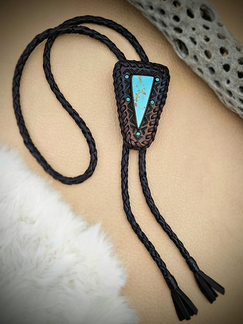 Tyrone Turquoise Two-Tone Bolo Tie