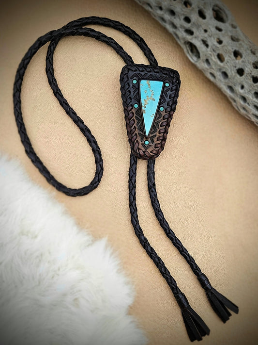 Tyrone Turquoise Two-Tone Bolo Tie