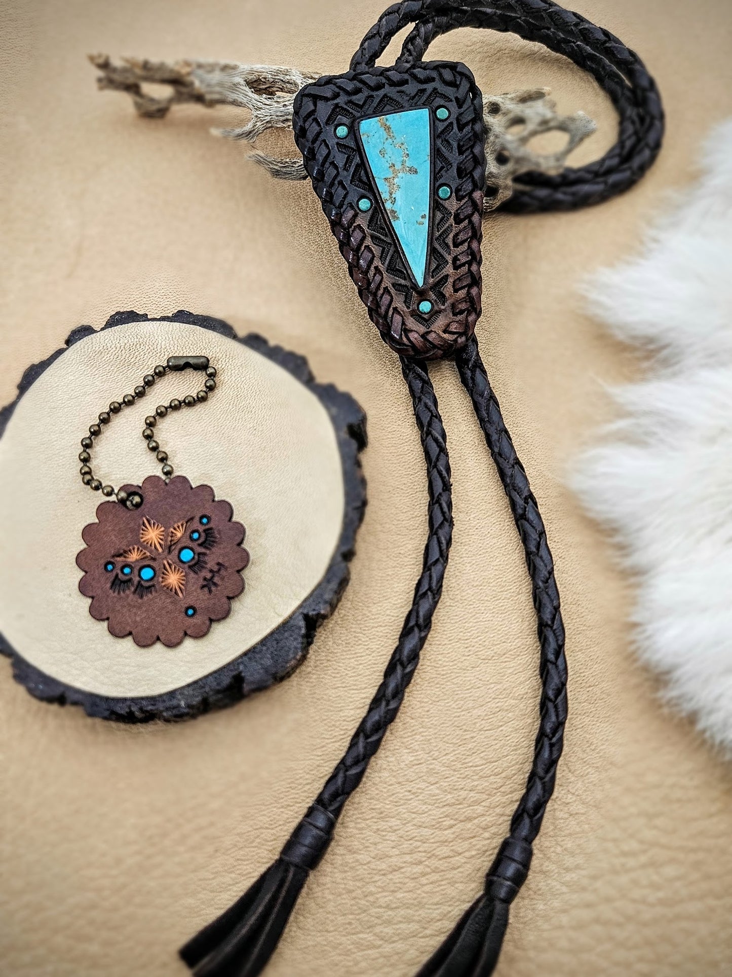 Tyrone Turquoise Two-Tone Bolo Tie