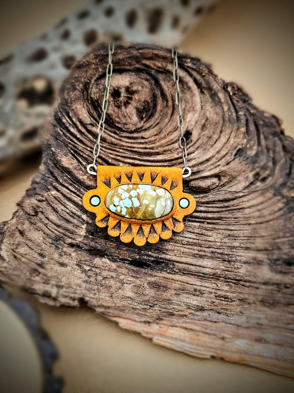 Scalloped Leather Pendants