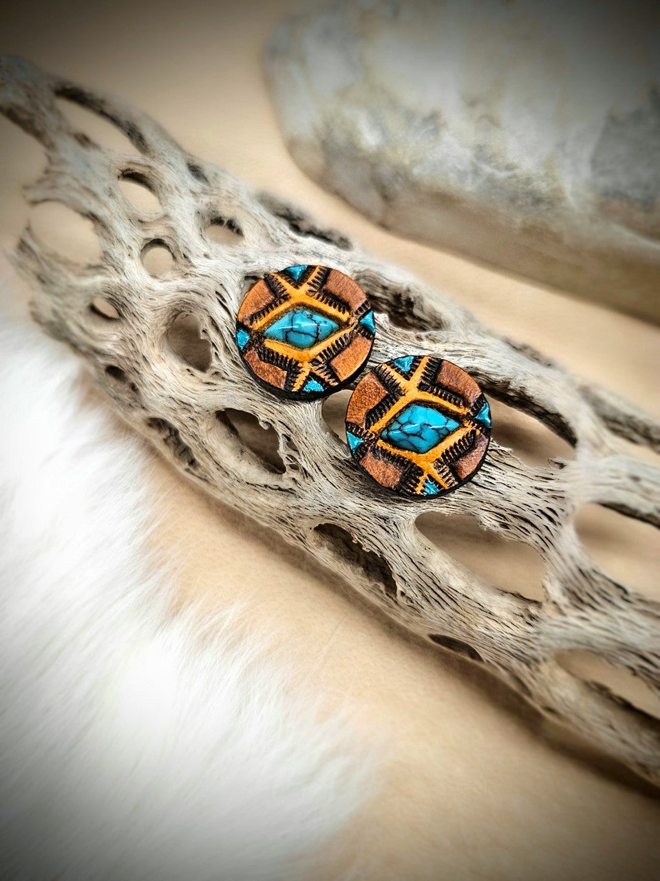 Diamond Turquoise Studs